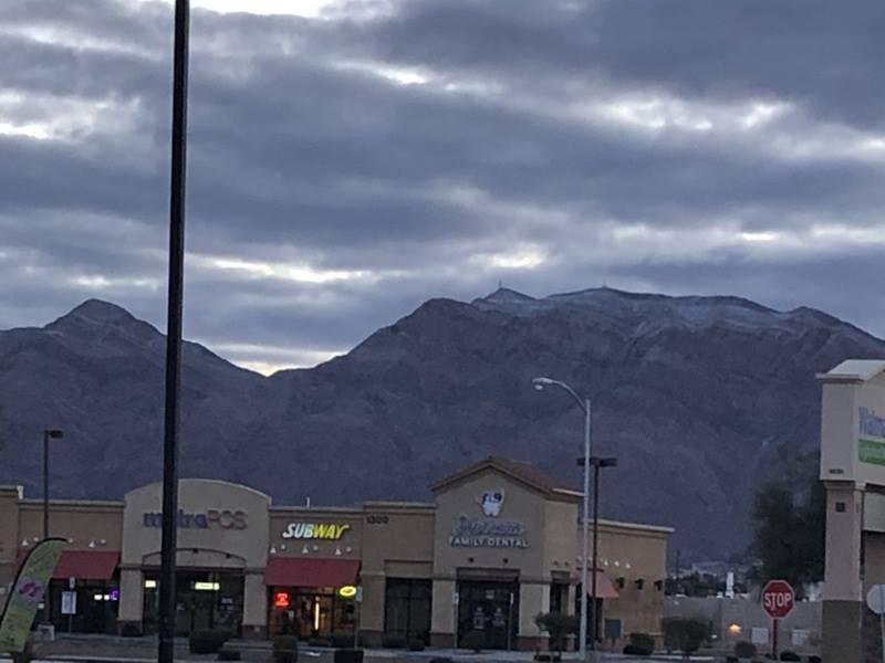 For the first time in about ten years, Frenchman's Mountain in Las Vegas got a dusting of snow.