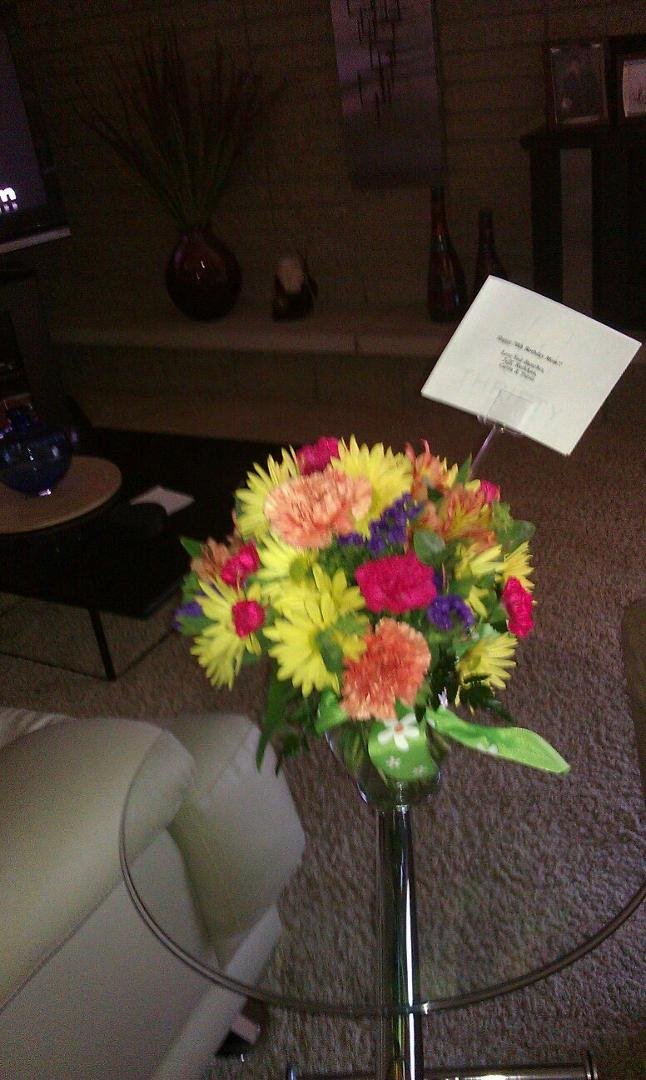 Flowers from my son's family for my birthday.  Thank you my darlings