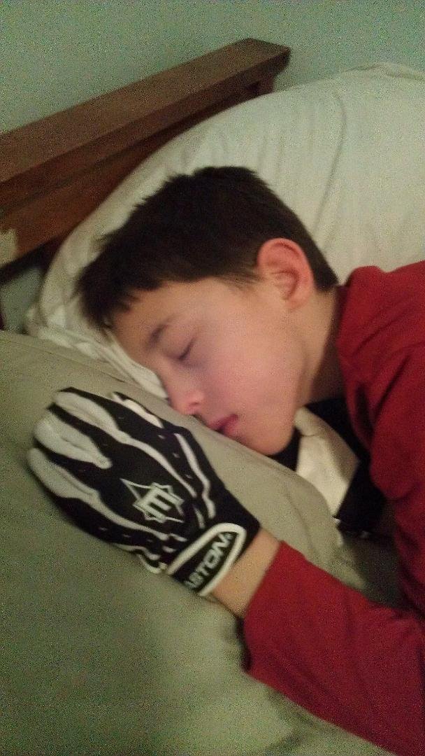 Darren - So excited about his new batting gloves.