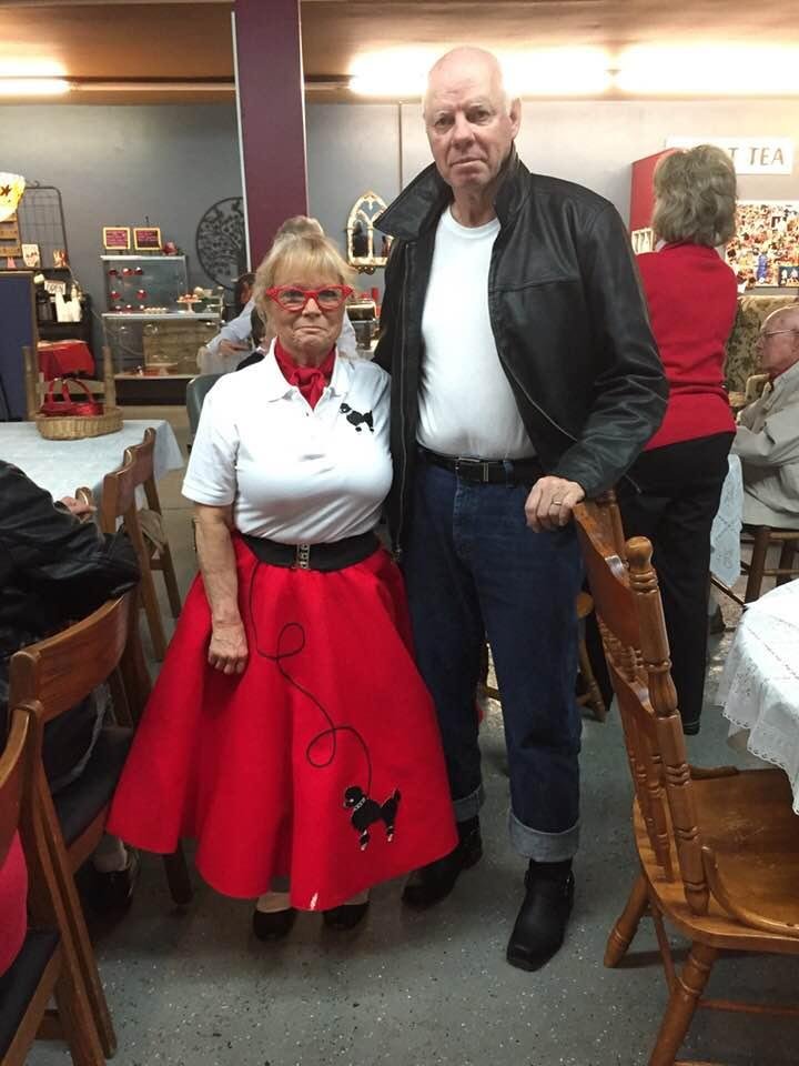 Dad and I at the Valentine sock hop dinner for the church family it was a nice night