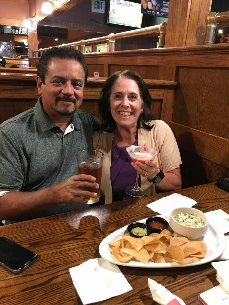 At our first date anniversary at TGI Friday's.