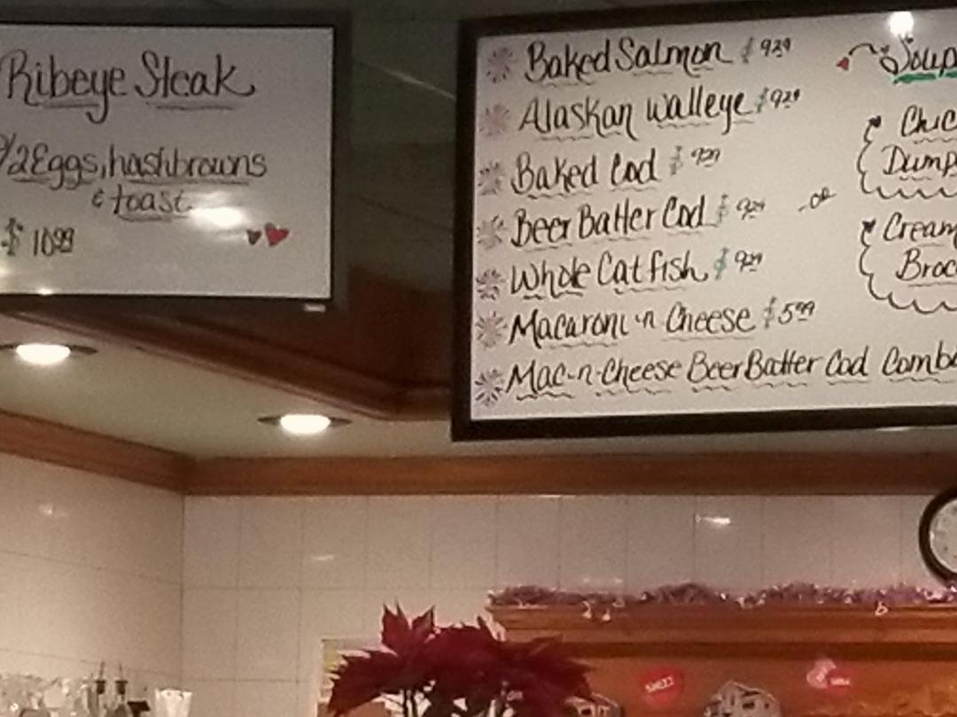Today's Specials, but Mike ordered the huge pork chop sandwich. (Sunrise 3)