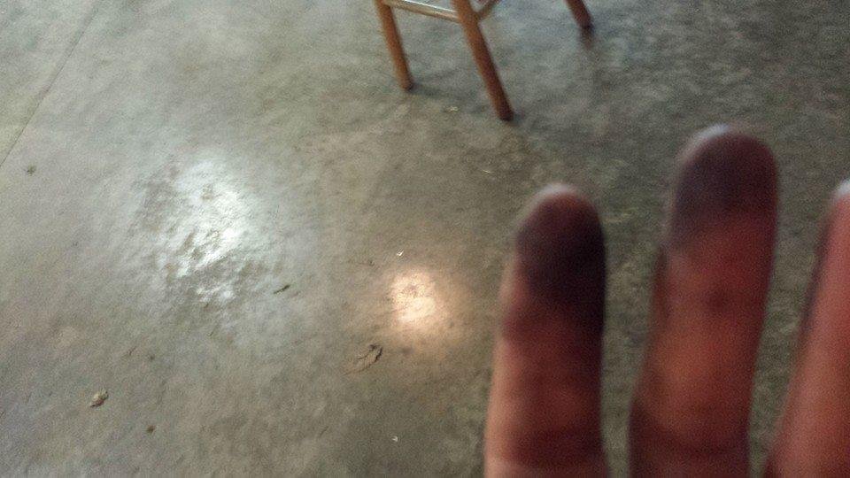 Helping my husband in the garage. I don't get this dirty at work. Lol