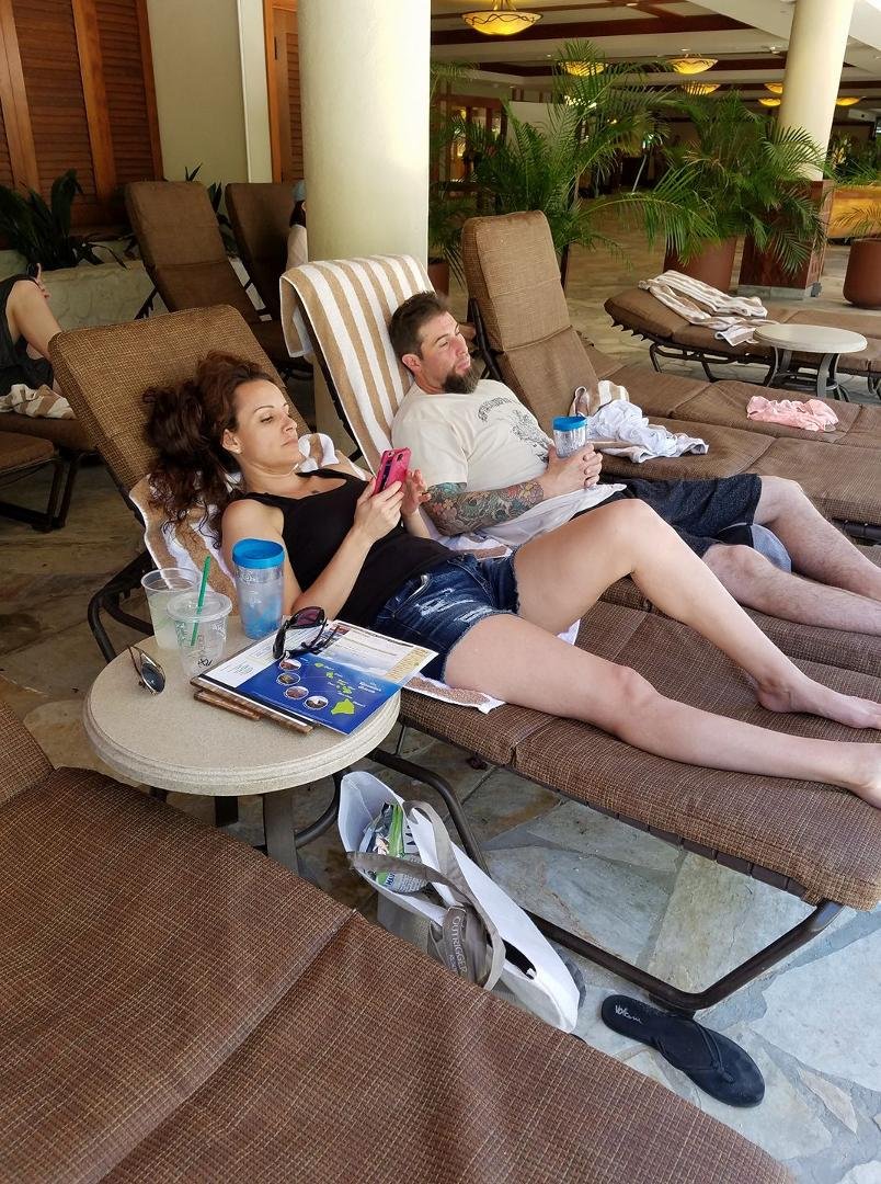 Yvonne and Luis relaxing by the poolside. Thanks guys very much.