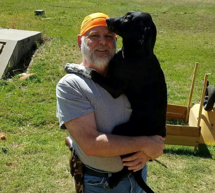 Future morel hunting dog 3 months old and almost 40lbs. Dixie is going to be big!