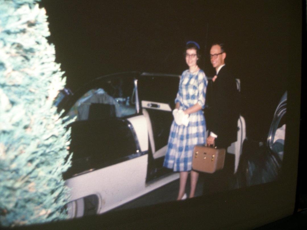 Throwback Thursday...July 20, 1962 we are ready to leave on our honeymoon. I still have the dress, hat and shoes. We are getting into Dean's 55 Chevy 210 Del Rey, black over white.