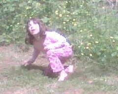 Harper running from bees