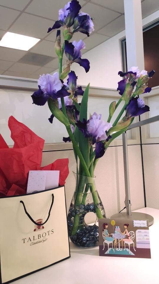 I have the sweetest co-worker. Purple iris from her garden!