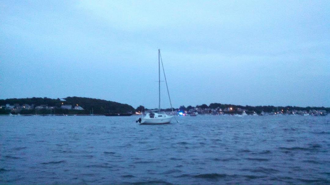 On a boat waiting for the fireworks