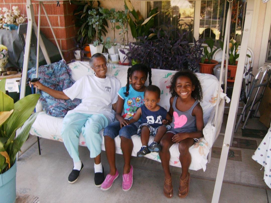 My mother Annie J. Mctaw 7/1932 - 2/2018 and 3 of her great grands (My grandchildren) Maiya, Samira, Bryson