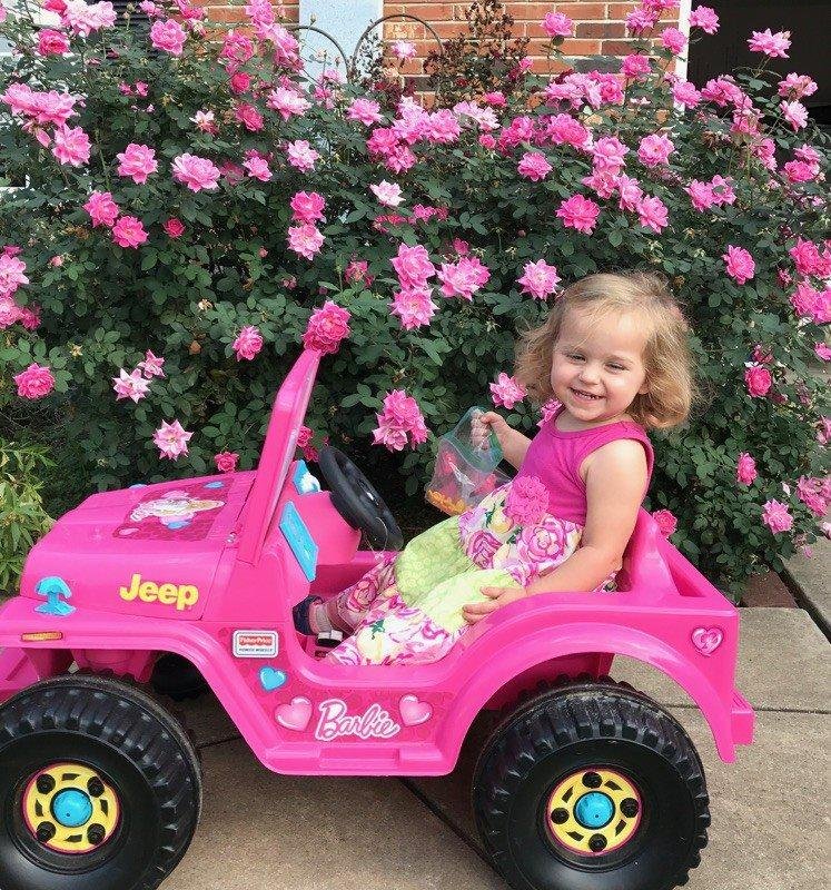 Betty's Barbie car from Nana Pam. Soooo cute.