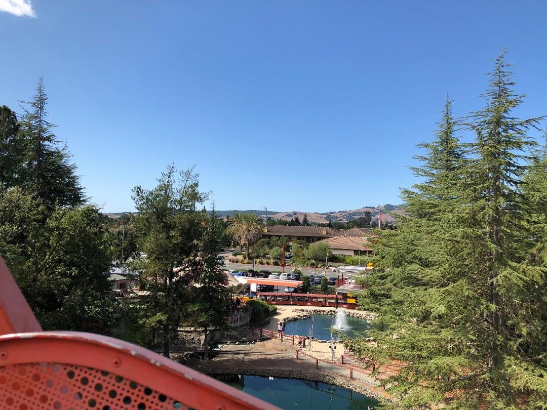 View of the park at the top of the High Iron Ferris Wheel.