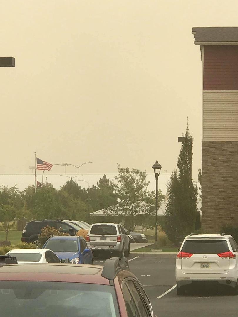 At first you would think this is fog, but it is smoke coming in from Omak.