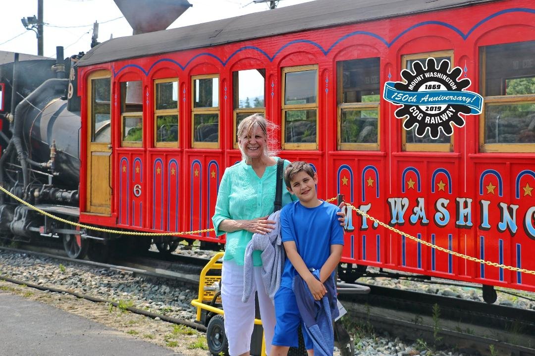 Noni and Nicho Nicholas Metzger taking the steam train at Mt. Washington 🥰