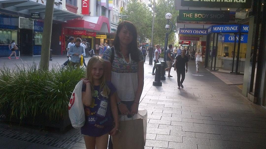 Natashas last day in perth. Her request - " let's go shopping! "