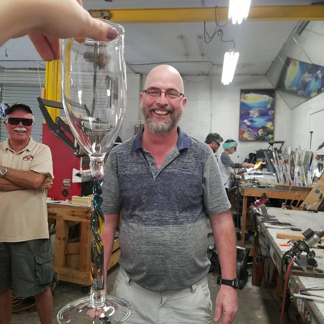 Me and My wine Glass Stem I made Today in St Petersburg Fla.