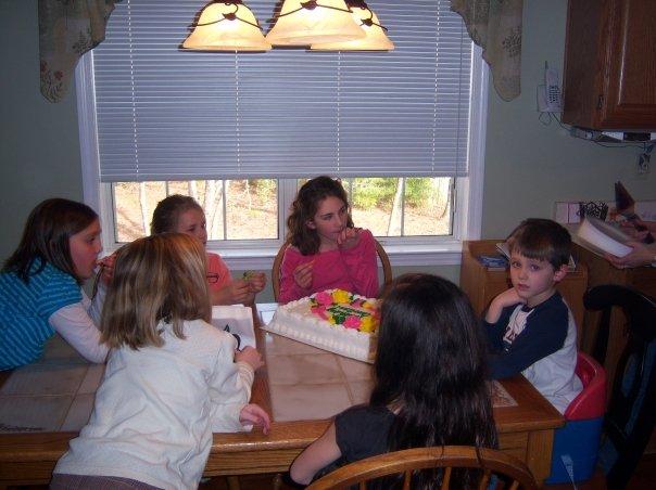 Caroline Irons's (pink top) birthday party, 2008, with little brother William (right).