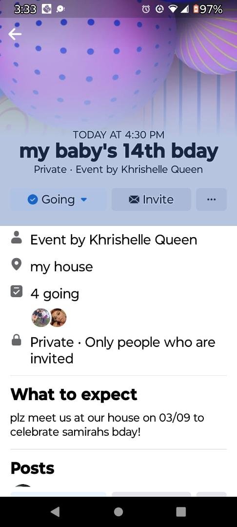 Happy birthday samirah,up date on party