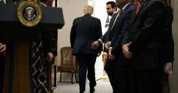 Trump: "Hey. Ah, okayyy, whose hand is on my butt? Oh, my security guard? Rats. I thought it might be Stormy Daniels again, or, any one of my many wonderful female groupies. Easy girls, there is enough of me for everyone."