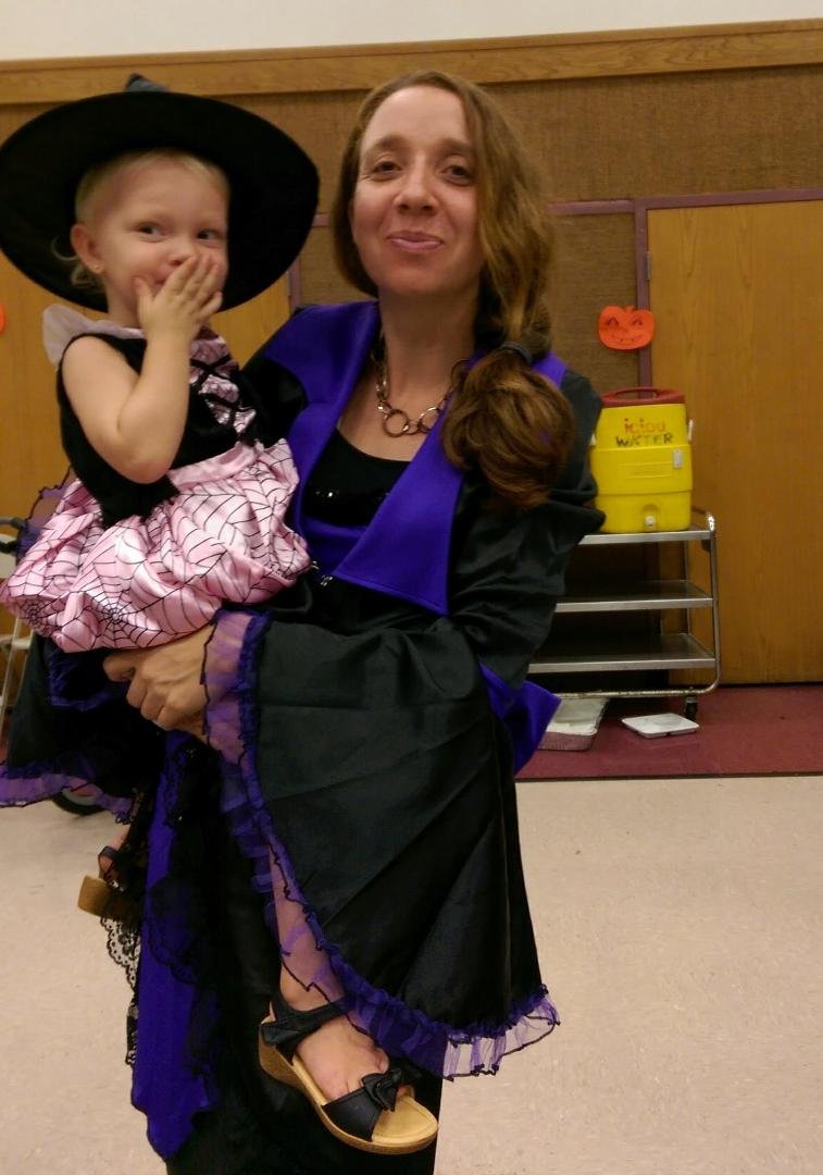 Alora's all ready for Halloween with mommy.