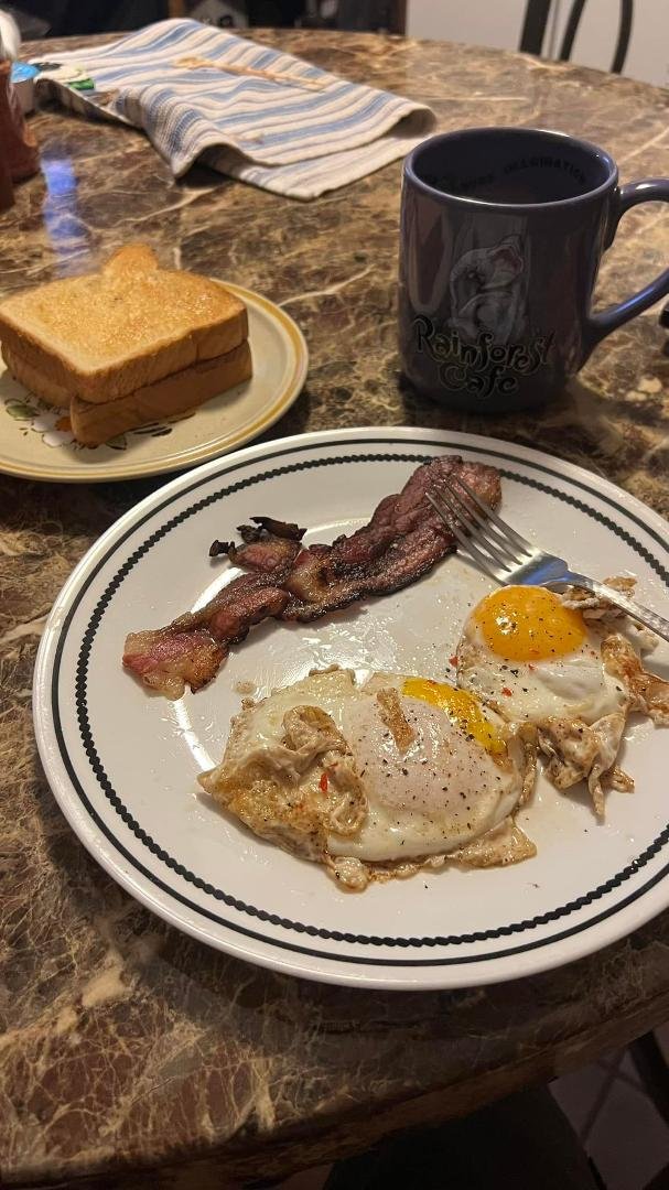 Homegrown Bacon and eggs. With a little bit of ghost pepper also homegrown. I didn’t grow the toast though. 😁