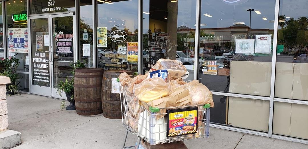 I had to bring my shopping cart to the liquor store to pick up the Captain!