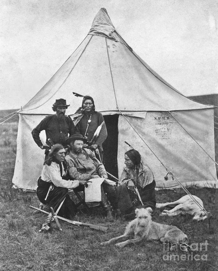 lt. col. george custer and his indian scouts on campaign with the seventh cavalry after the civil war.