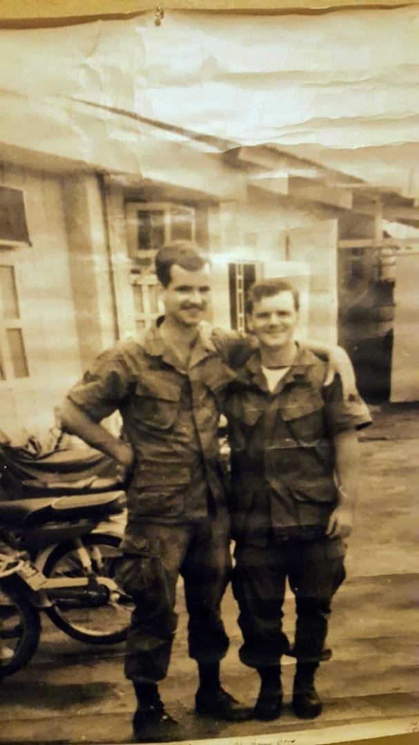 Brothers Mike and Frank in Vietnam, Ton Son Nhut Airbase, 1969. Never prouder of my brothers.