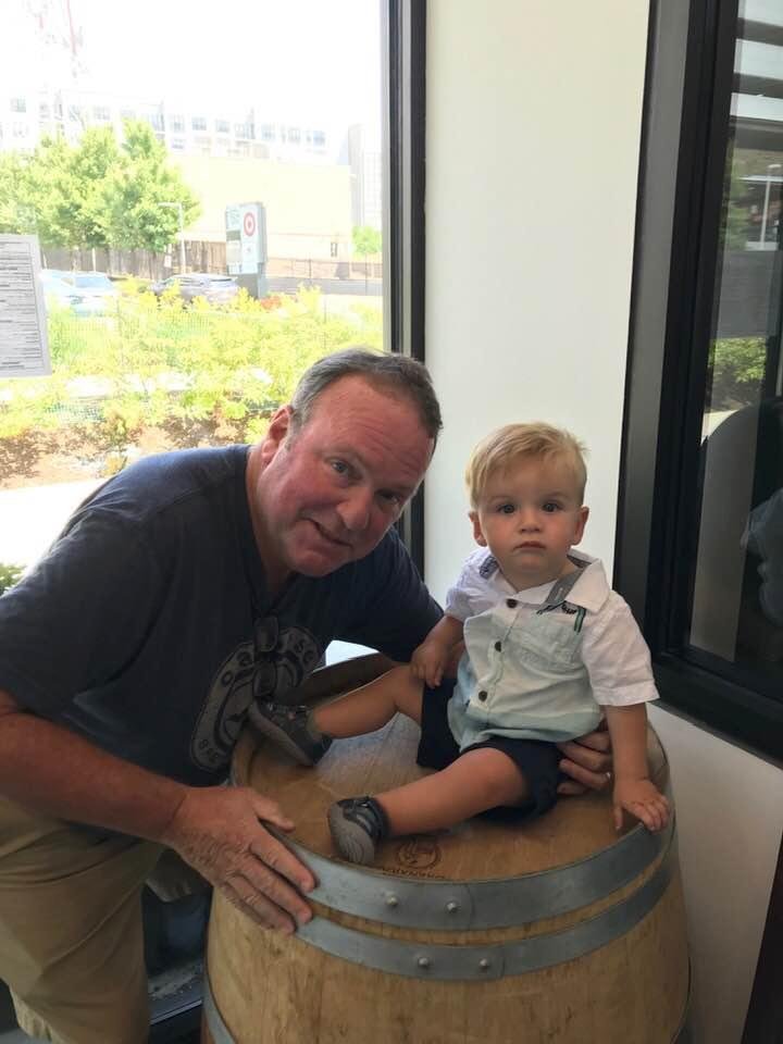 Me and my Grandson Will at the Caboose Brewery in the Mosaic District in Merrifield for a Birthday celebration for his Mom!