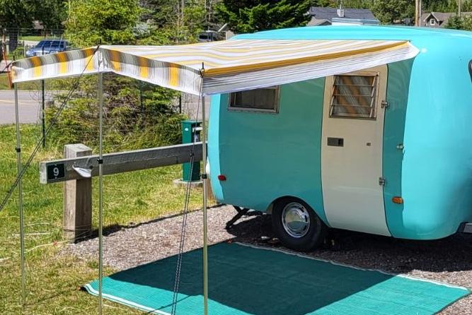 Here is a creation with a difference, while most of what we make is made for strength and rough uses, we do other things as well. This is a brand-new awning for a restored Boler trailer, for those who would like a camping t
