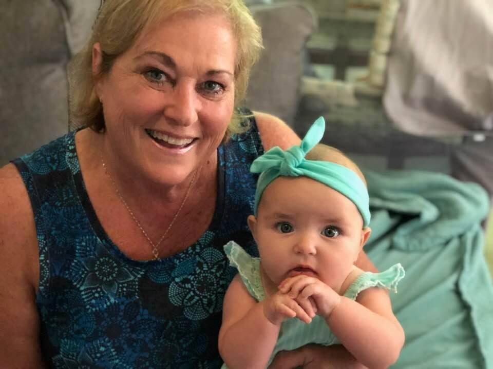 Lauri with little Miss Mia last weekend. Grand baby number 11!! She was born February 14th Valentines Baby!💕