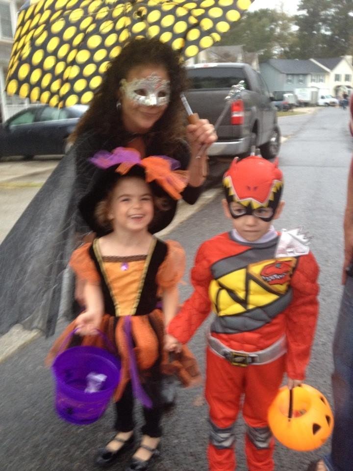 Zoe and Bryson trick or treat.