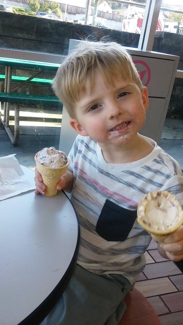 Birthday ice cream but Finn likes mine better
