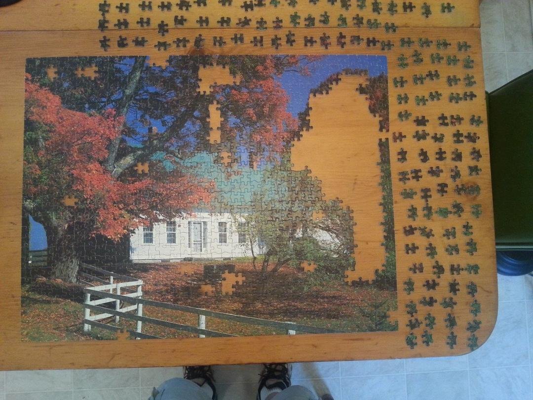 Well puzzle, over the last 4 days it been me vs. you. Thanks to work averting my attention you won. 152 pieces left but I am done. Stupid work....