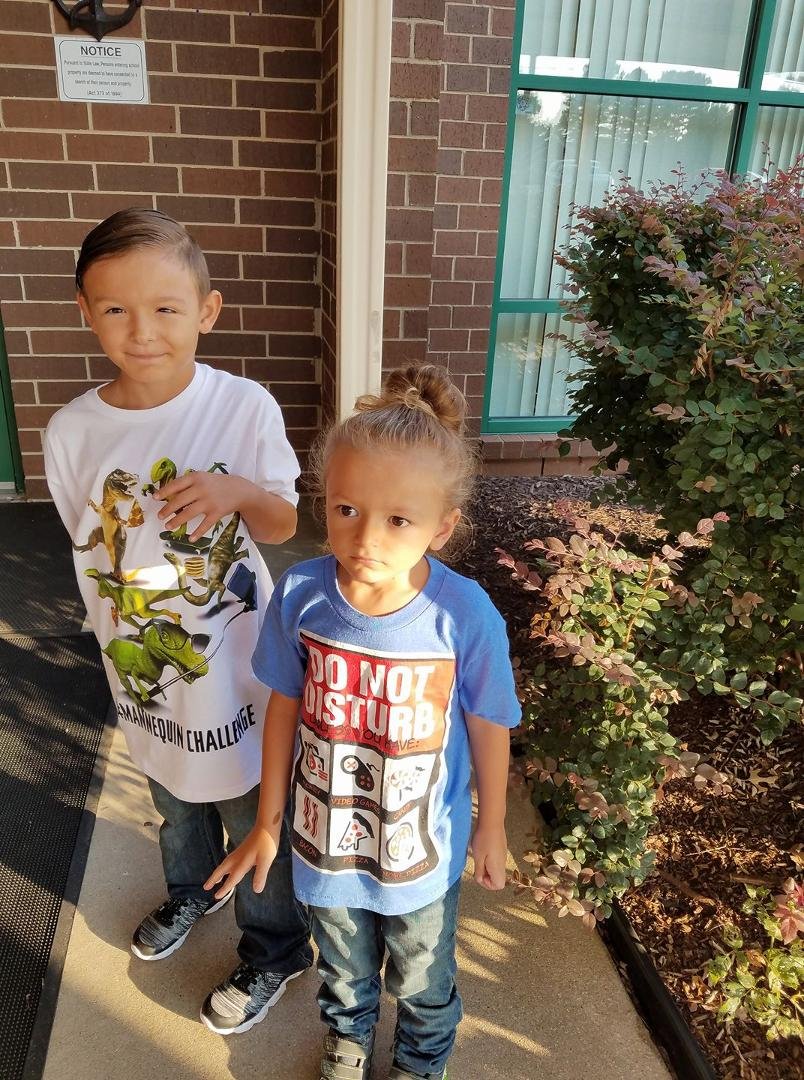 My grandsons first day, kindergarten and first