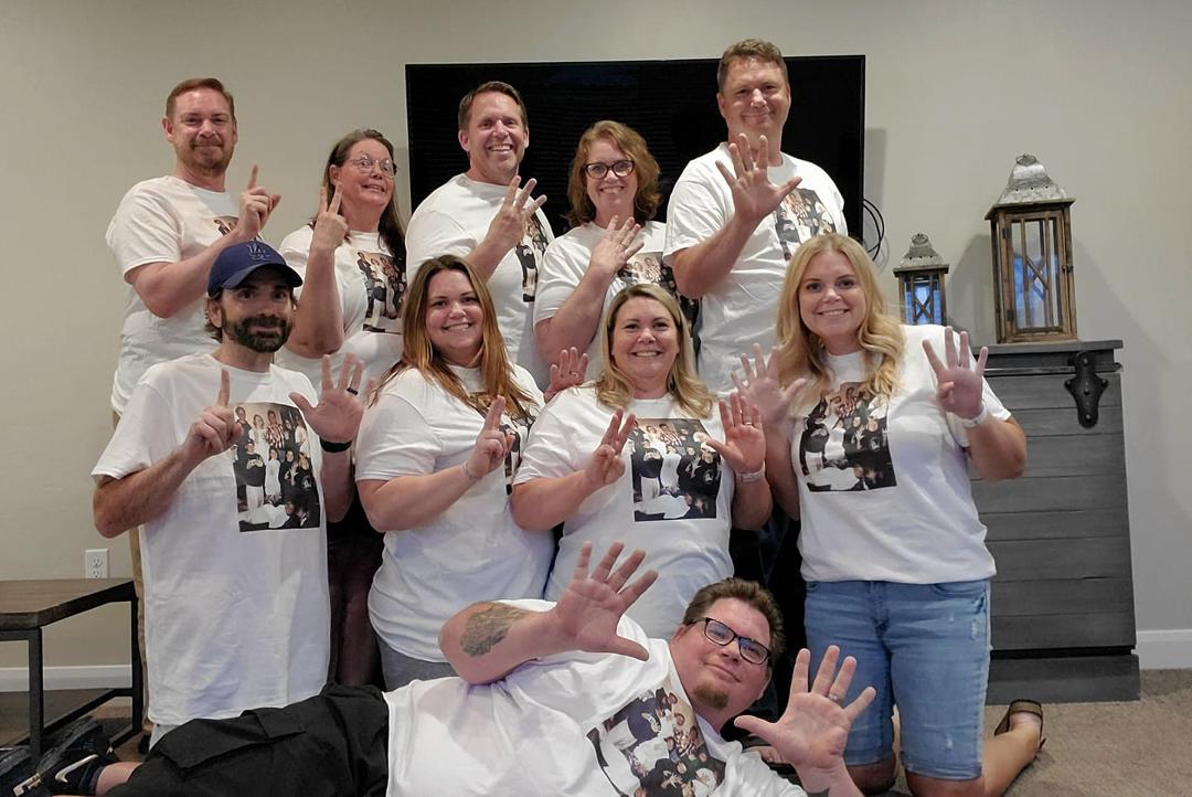 Belated Happy Mother's Day to me!  Kids are having a siblings only reunion.  It's been 30 years since they were all together.  Original picture is on their shirts. Happy Mom here!