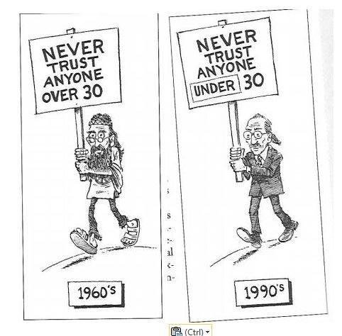 Now it's something like "Never trust anyone under 55."