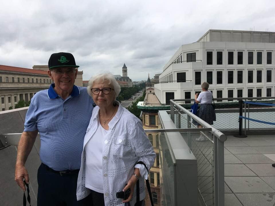 Enjoying the view of the Capitol from the Newseum.