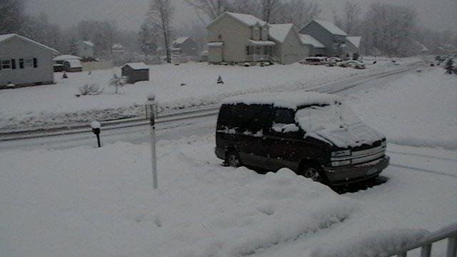 My van in the snow, before I shoveled the driveway