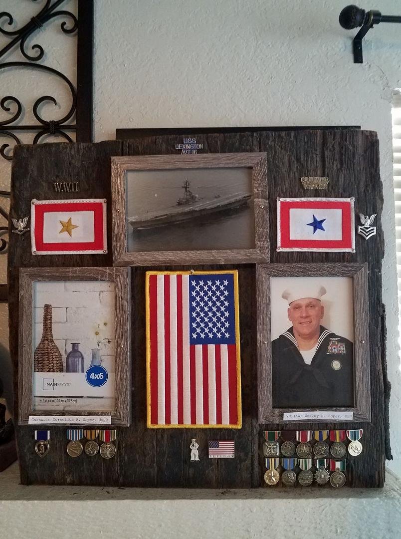 Here is the unfinished memorial piece that will be donated to the USS Lexington CV/AVT - 16 Museum on 5 Nov 2017 commenmorating the 73rd Anniversary of the Kamikaze attack in whick my Uncle Cornelius Ray Soper was killed.