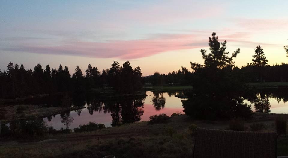 Beautiful sunset from the deck on our first night (Saturday) Sunriver