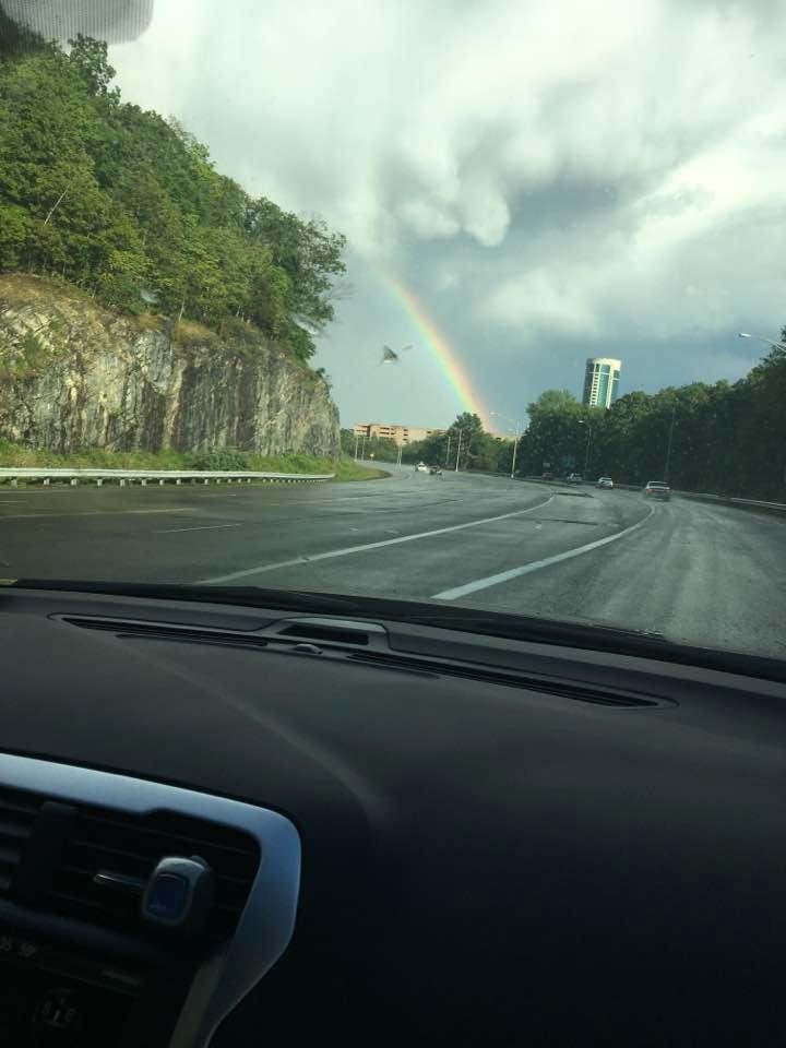 Heading to Foxwoods, and I come up to a rainbow that lands next to there. I'm little Irish voice is telling me there is always a pot of gold at the end of a rainbow!!!