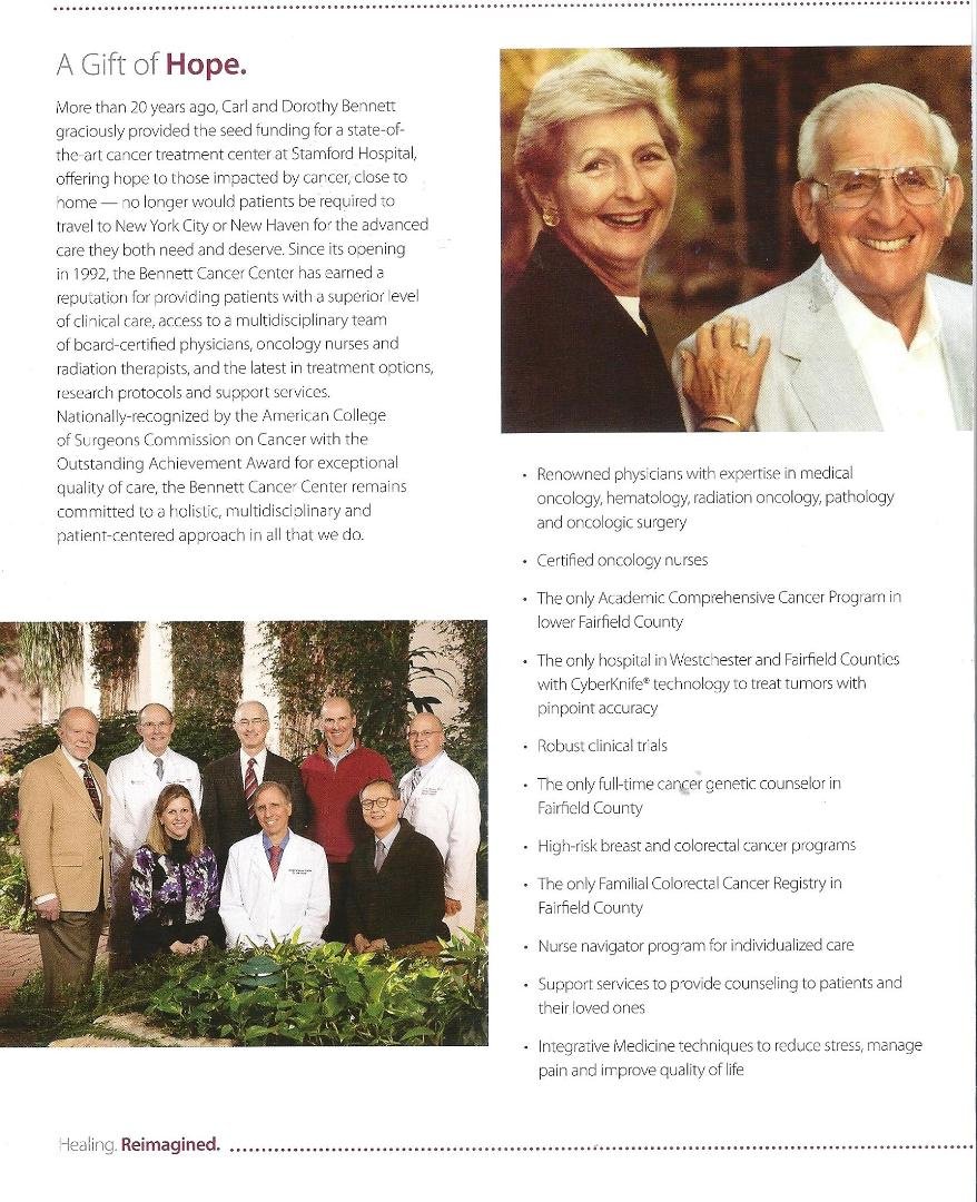 Carl and Dorothy Bennett...Did you know that Mr. Bennett is still alive and well. The Bennett Family is still giving to the Center for renovations and other programs that the Center offers for their patients..I thank God ev