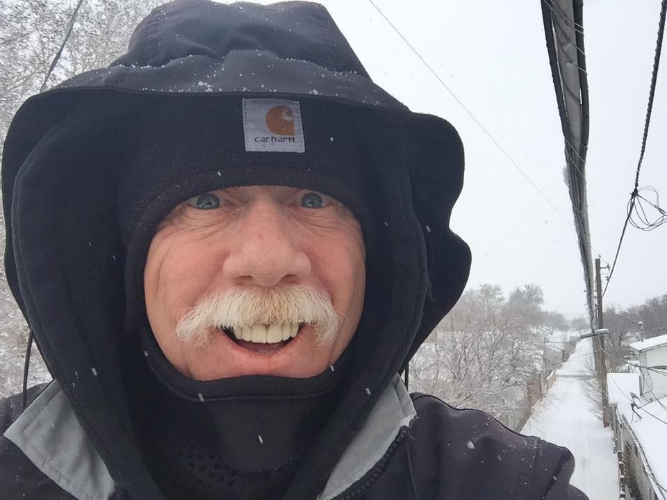 Me and myselfie up a pole. Gotta love this weather 😊