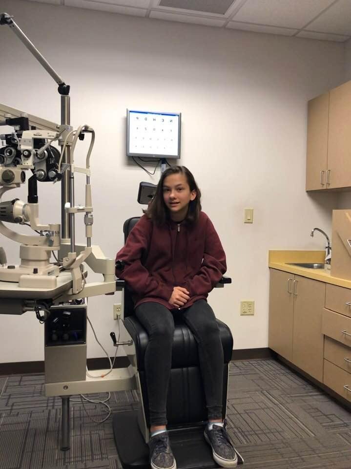 No school today but had to go to an eye appt.