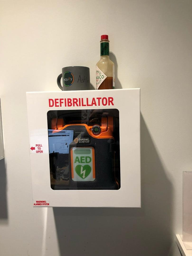 I had to share this. It looks like we have a backup for the defibrillator sitting on top of it....
