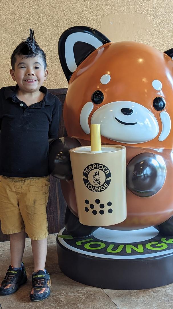 Asa with the Boba panda 🐼😁