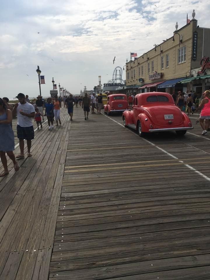 Nice beach day at Ocean city-blue Sky-classic cars-big waves-A nAp on the blanket-and Manca Manco pizza
