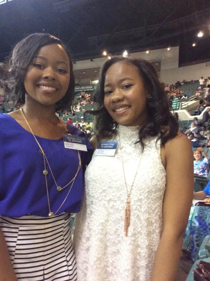 My two oldest granddaughters. Day one of the 'Remain loyal to Jehovah' convention.