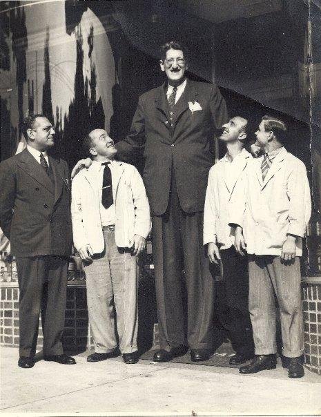 Grandpa Max (on left) with his co-worker, Jack Earle, the tallest man in the world in the 1940's. Max Sager was the VP of Sales for Roma Wines and Jack was one of his sales reps.